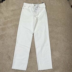 ZARA Women’s The new Daddy Relaxed Straight Jeans Sz 6 White Denim Pants NWOT
